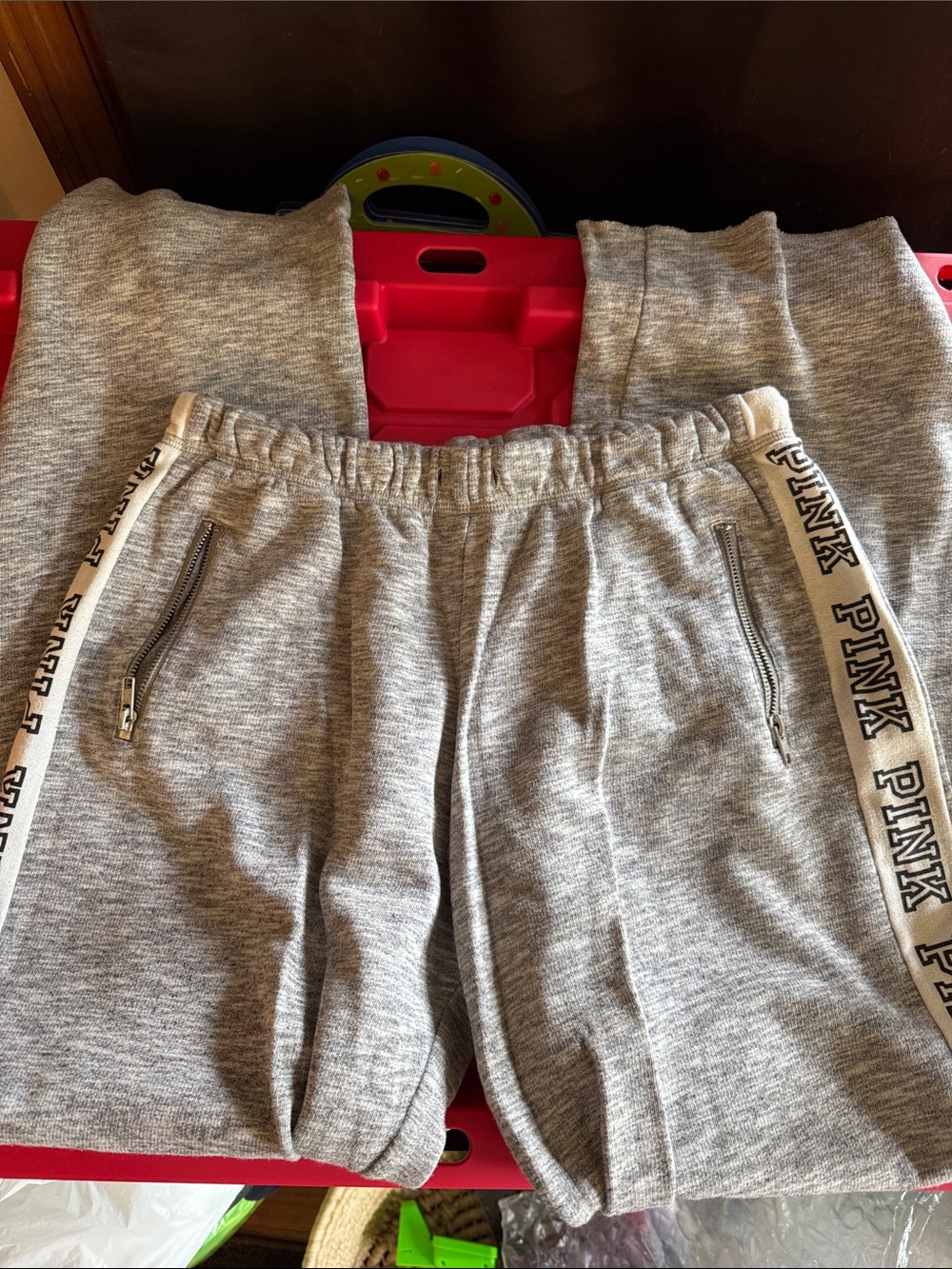 PINK Victoria's Secret Grey Women’s Sweatpants with Side Logo Tape